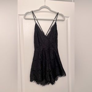 Miami Lace Low V Black Romper XS